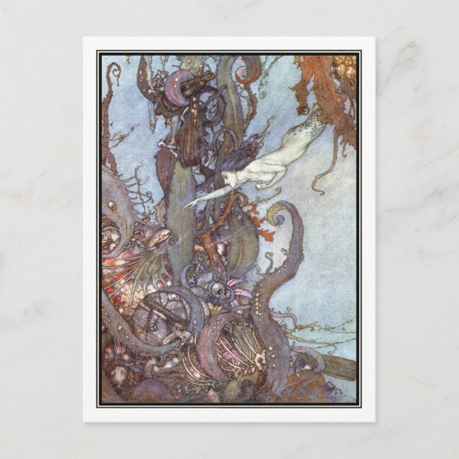 Postal La pequeña sirena de Edmund Dulac (Anverso)
