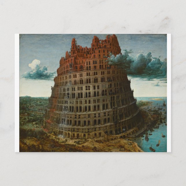 Postal La pequeña torre de Babel, de Pieter Bruegel (Anverso)