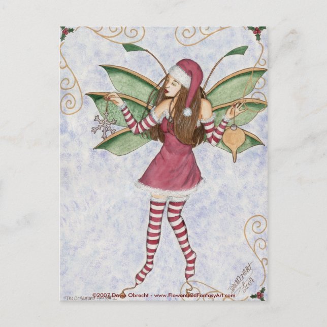 Postal La Percha de Ornament I de Dawn Obrecht, ©2007 Da. (Anverso)