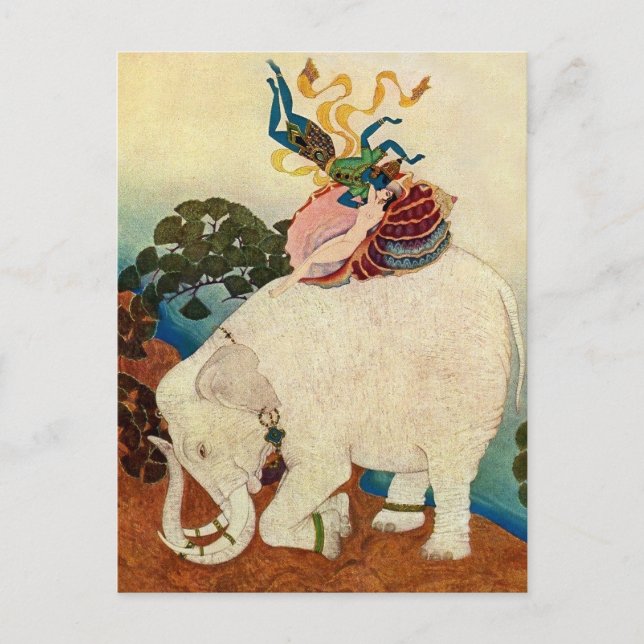 Postal "La Perla del Elefante" por Edmund Dulac (Anverso)