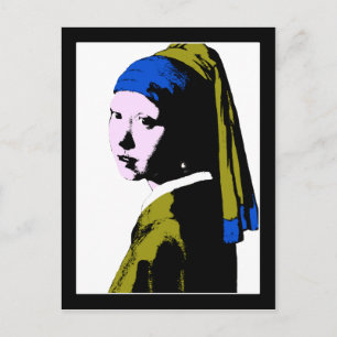 Postal La perla pendiente de Vermeer ala