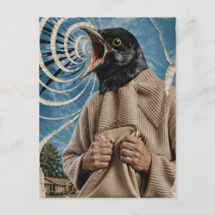 Postal La Persona Surrealista del Pájaro Negro Gritando
