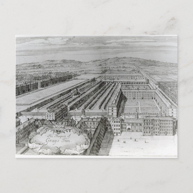 Postal La perspectiva del Grays Inn, 1720 (Anverso)