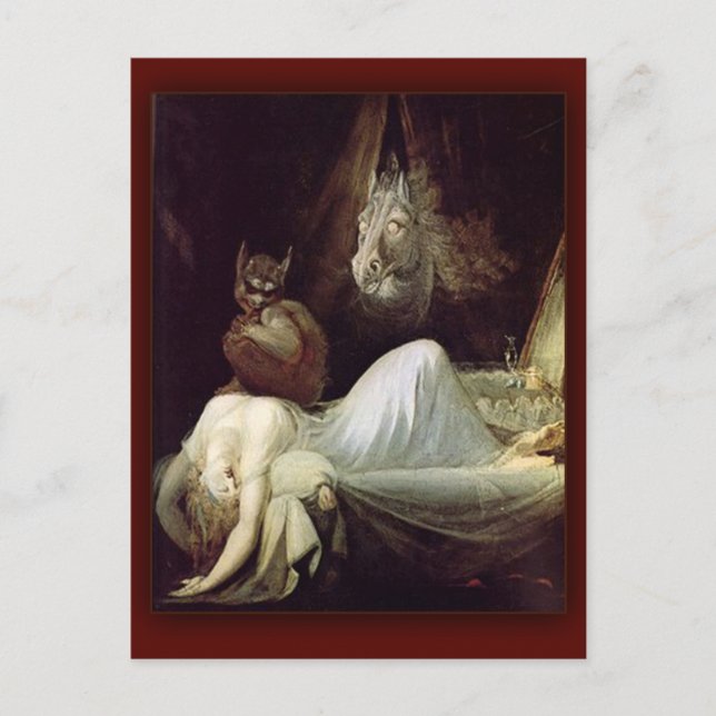 Postal La pesadilla de Henry Fuseli, 1781 (Anverso)