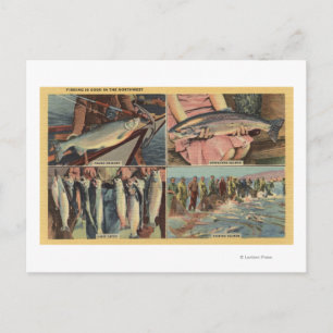 Postal "La pesca es buena en el noroeste" - Chinook