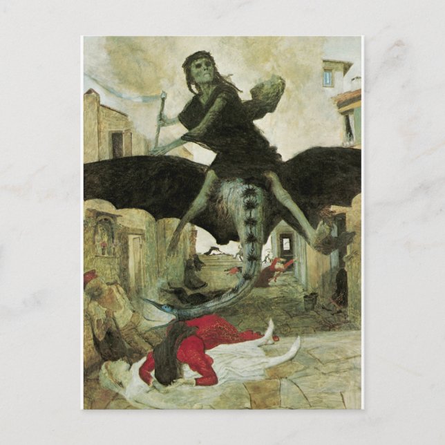 Postal La peste, Arnold Bocklin, 1898