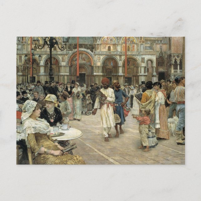 Postal La Piazza de San Marcos, Venecia, 1883 de Willia (Anverso)