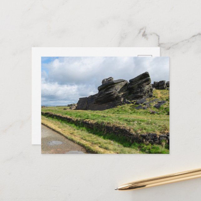Postal La Piedra de la Lluvia, Blackstone Edge (Anverso/Reverso In Situ)