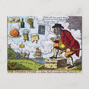 Postal La Piedra Piscina, John Bull mirando hacia
