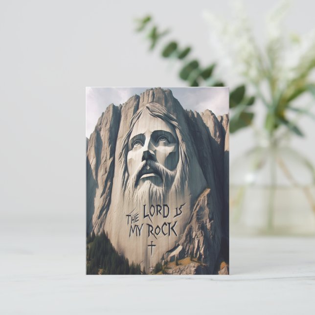 Postal La piedra tallada salvador El Señor es mi piedra (Anverso de pie)