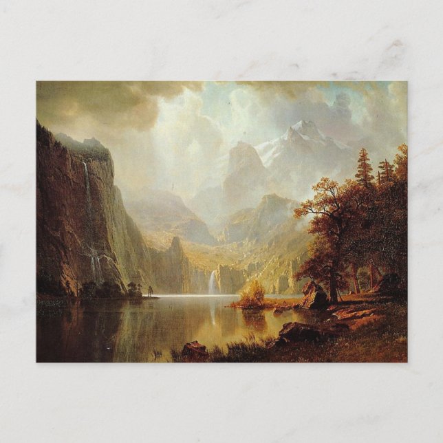 Postal La pintura de Albert Bierstadt, en las montañas de (Anverso)