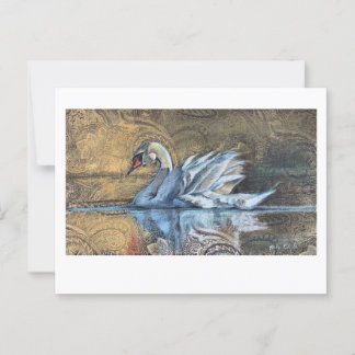 Postal La pintura de cisne