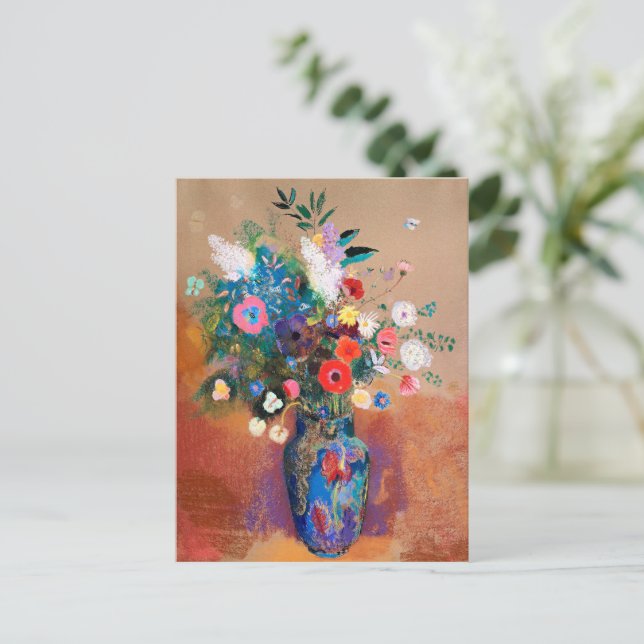 Postal La pintura de Odilon Redon, Ramo de Flores, (Anverso de pie)