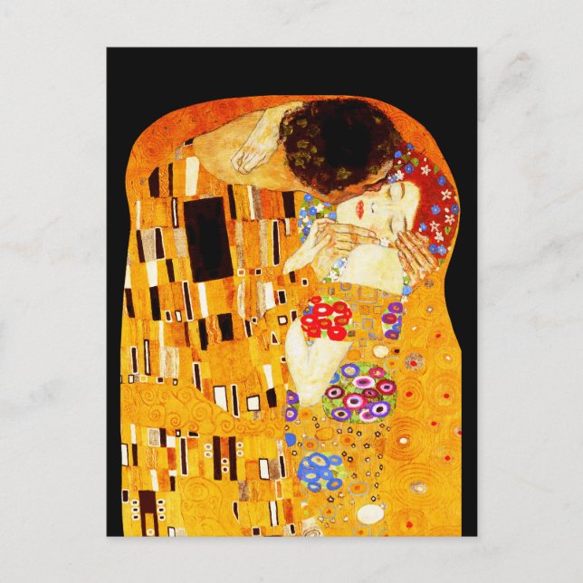Postal La pintura del beso de Gustav Klimt (Anverso)