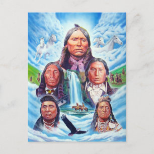 Postal La pintura nativa norteamericana de famosos jefes