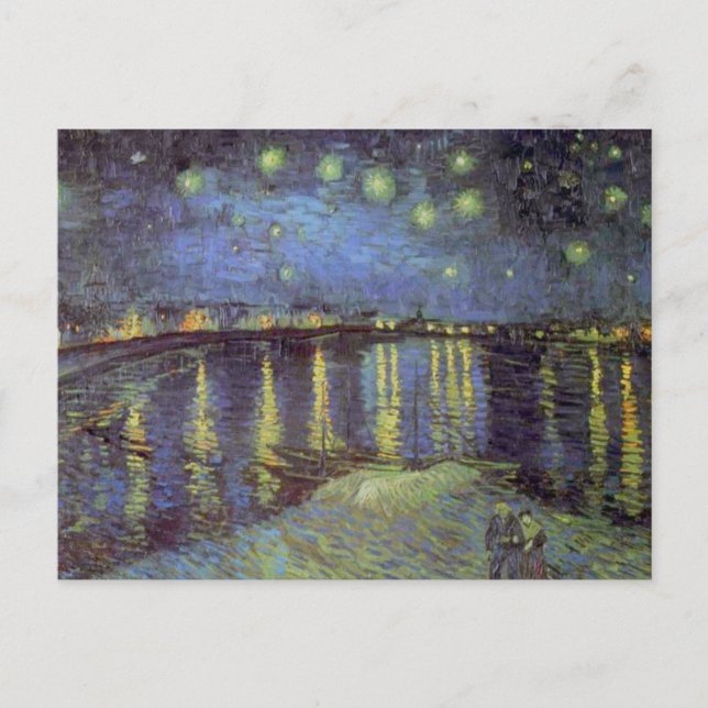 Postal La pintura nocturna estelar de Van Gogh (Anverso)