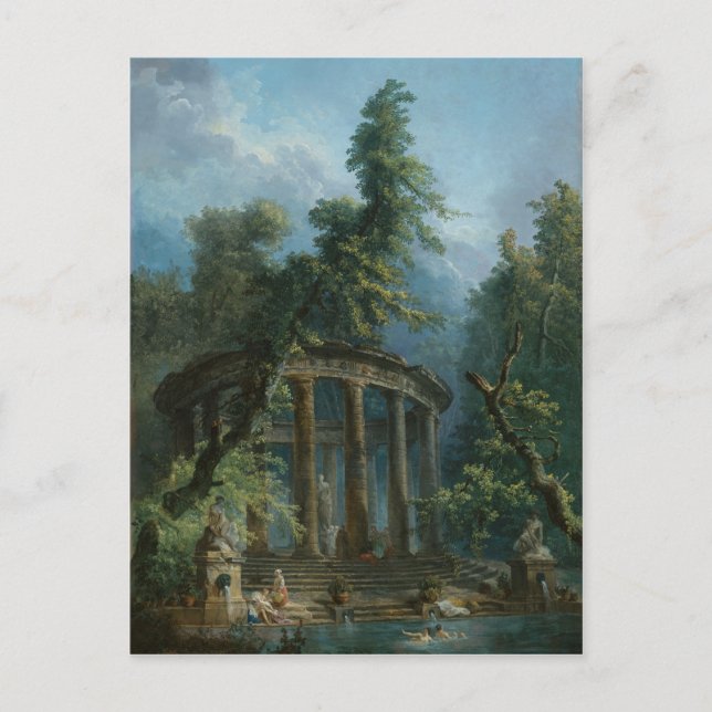 Postal La piscina de baño - Hubert Robert (Anverso)
