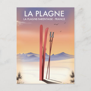 Postal La Plagne, La Plagne-Tarentaise, cartel de esquí d