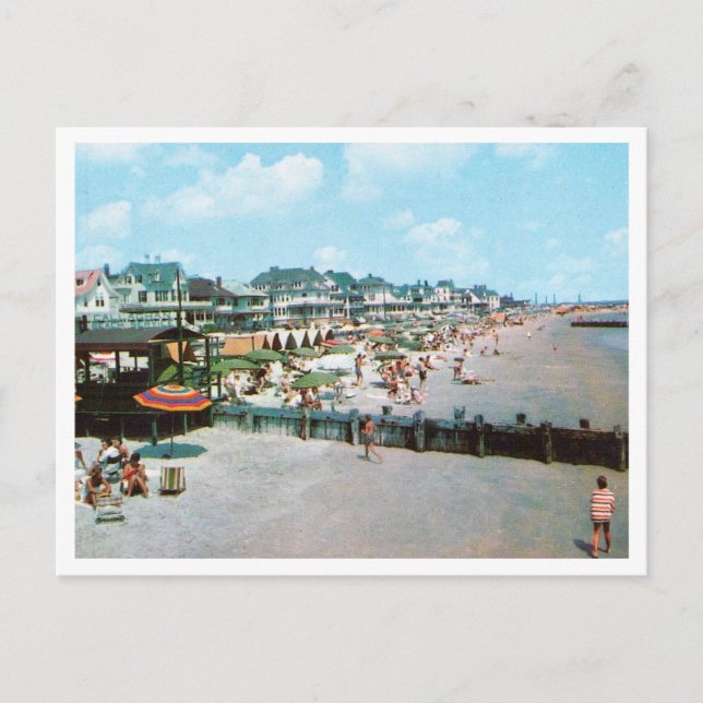 Postal La playa, Cape May NJ, Vintage (Anverso)