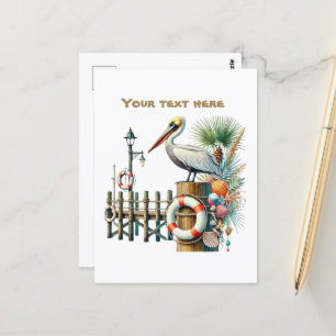 Postal La playa de Cuadros agrega pájaro de texto