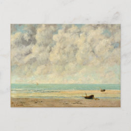 Postal La playa de Gustave Courbet, un mar tranquilo