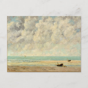 Postal La playa de Gustave Courbet, un mar tranquilo