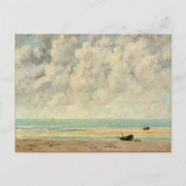 Postal La playa de Gustave Courbet, un mar tranquilo