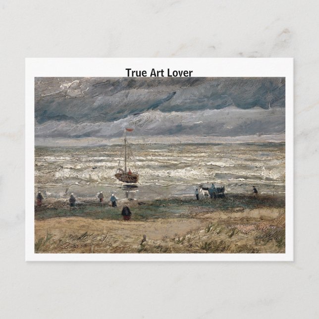 Postal La playa de Scheveningen de Vincent van Gogh (Anverso)