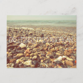 Postal La playa del lago Michigan roca el mar litoral