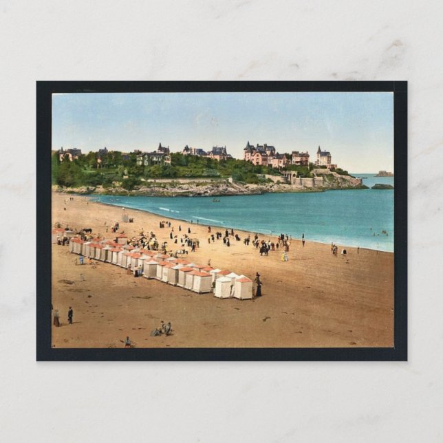 Postal La playa, Dinard, el Fotochrom de época de Francia (Anverso)