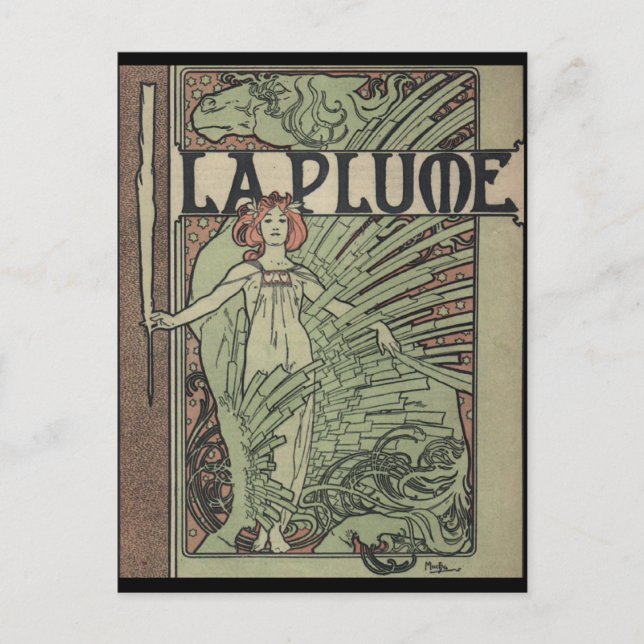 Postal La Plume De Alfons Mucha (Anverso)