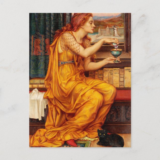 Postal La poción del amor - Pintura de Evelyn De Morgan (Anverso)