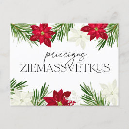 Postal La poinsettia roja de Letonia Ziemassvetki