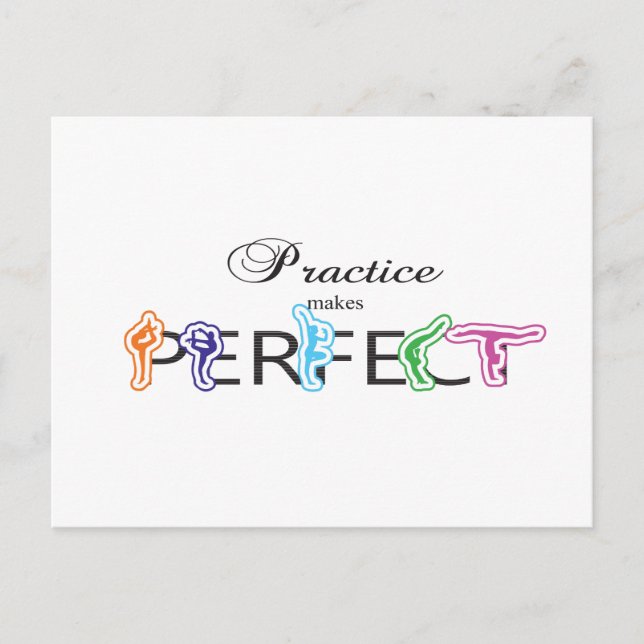 Postal La práctica hace que sea perfecta (Anverso)
