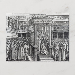 Postal La predicación de Hugh Latimer ante el Rey Eduardo