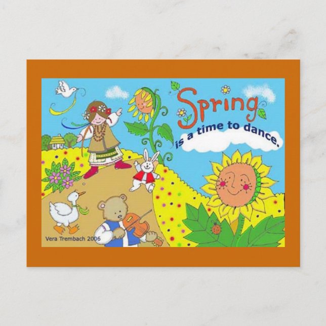 Postal La primavera es momento de bailar arte folclórico  (Anverso)