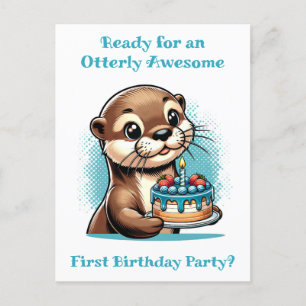 Postal La primera fiesta de cumpleaños de un chico con te