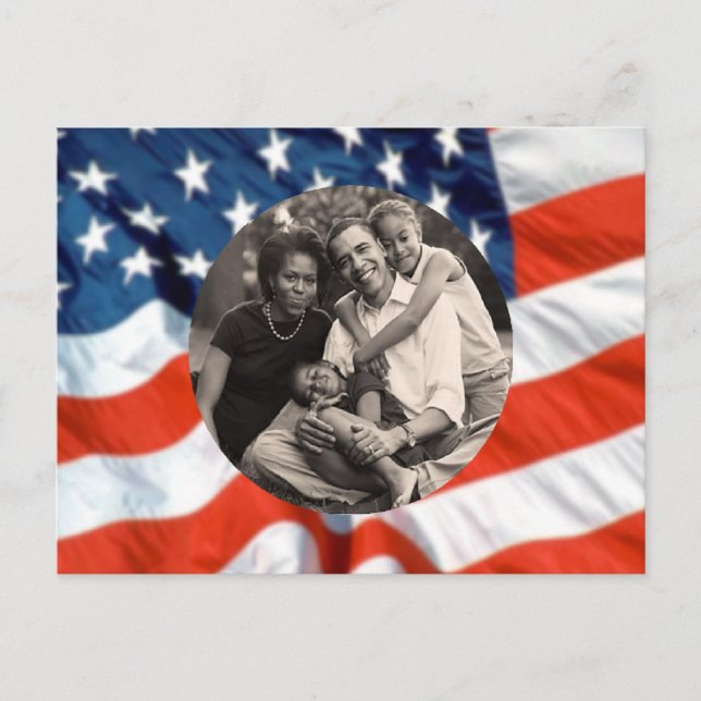 Postal La primera foto familiar del presidente Obama en E (Anverso)