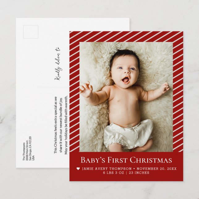 Postal La primera Navidad de bebé Foto de nacimiento pers (Anverso / Reverso)