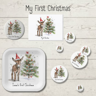 Postal La primera Navidad del dulce burro, personalizado