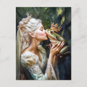 Postal La princesa besando al príncipe de la rana
