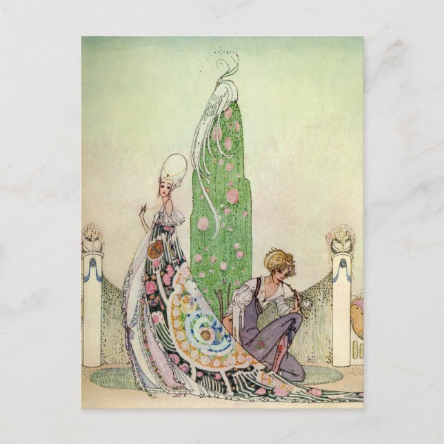 Postal La princesa de Kay Nielsen y el jardinero (Anverso)
