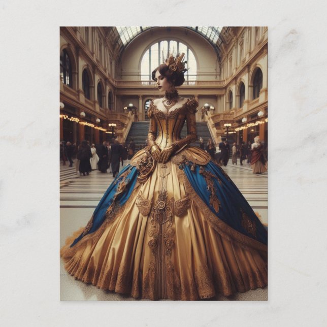 Postal La princesa de oro Steampunk Victorian Industrial (Anverso)