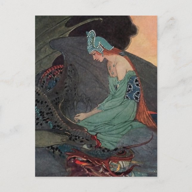 Postal “La Princesa y El Dragón” de Elenore Abbott (Anverso)