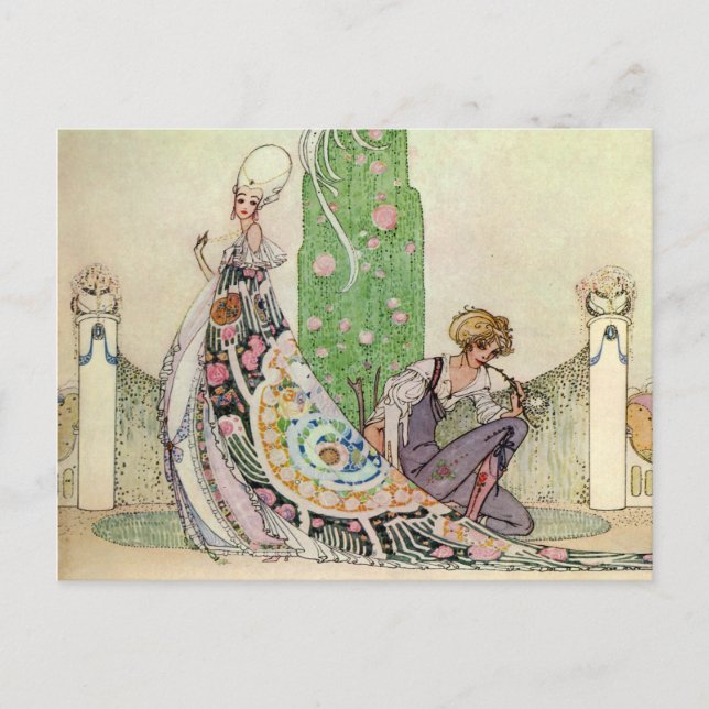 Postal La princesa y el jardinero de Kay Nielsen (Anverso)