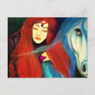 Postal La Princesa y el paisaje de Unicorn tessieART