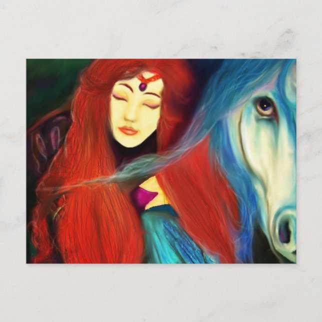 Postal La Princesa y el paisaje de Unicorn tessieART (Anverso)