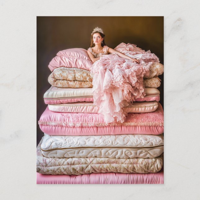 Postal La princesa y el té en su cama (Anverso)