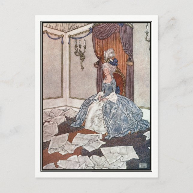 Postal La princesa y los periódicos de Edmund Dulac (Anverso)
