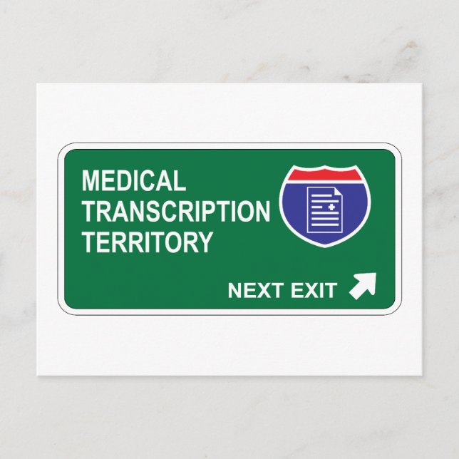 Postal La próxima salida de la transcripción médica (Anverso)